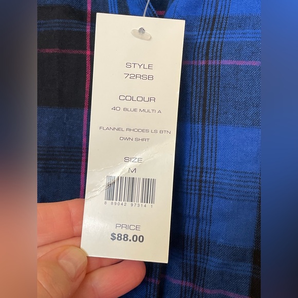 French Connection NWT Blue Plaid Flannel Long Sleeve Button Up Shirt Womens Sz M - Picture 9 of 10